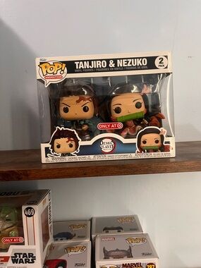 Funko Pop! Tanjiro & Nezuko 2-Pack #2 — green, pink, brown accents
